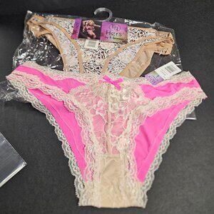 Hers by Herman L Bikini Underwear (3 pair) animal print, tan, pink lacy